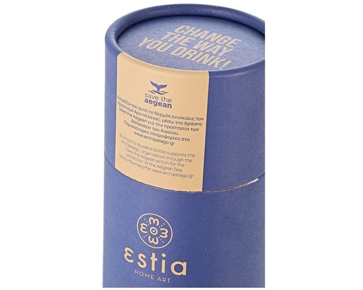 Estia Θερμός Travel Flask Save The Aegean 500Ml Denim Blue