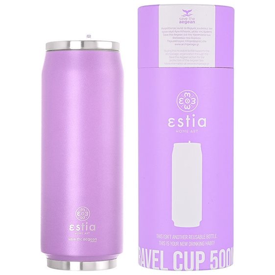 Estia Θερμός Travel Cup Save The Aegean 500Ml Lavender Purple
