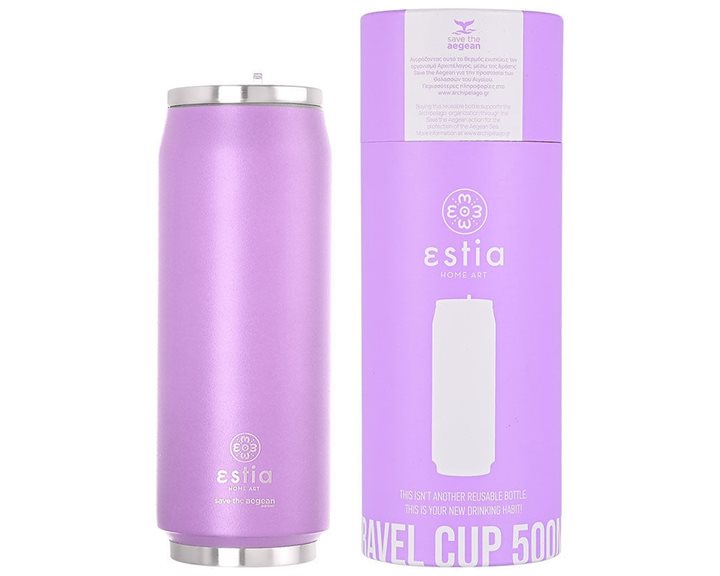 Estia Θερμός Travel Cup Save The Aegean 500Ml Lavender Purple