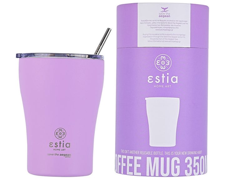 Estia Θερμός Coffee Mug Save The Aegean 350Ml Lavender Purple