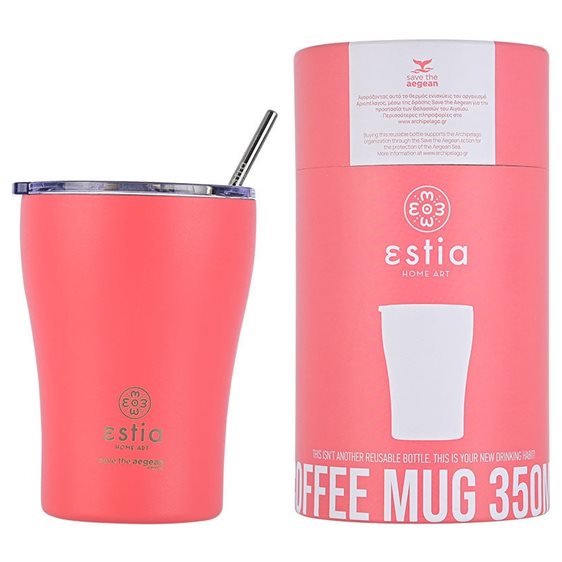 Estia Θερμός Coffee Mug Save The Aegean 350Ml Fusion Coral