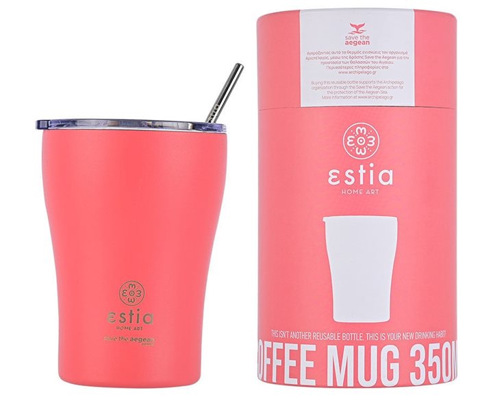 Estia Θερμός Coffee Mug Save The Aegean 350Ml Fusion Coral