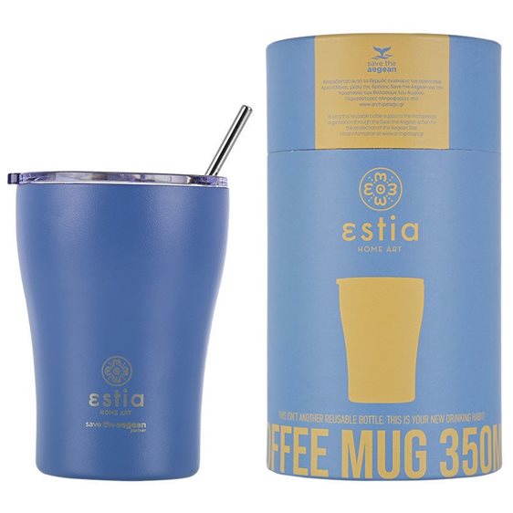 Estia Θερμός Coffee Mug Save The Aegean 350Ml Denim Blue