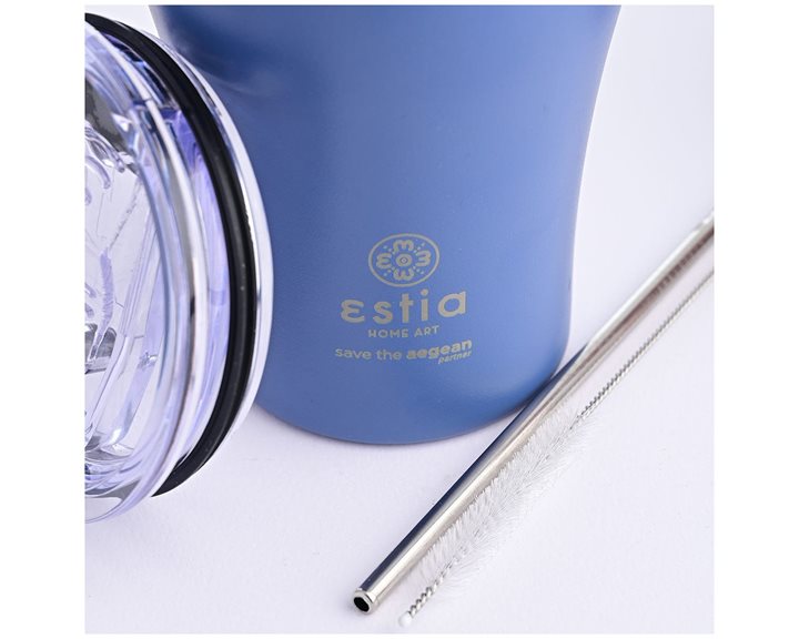 Estia Θερμός Coffee Mug Save The Aegean 350Ml Denim Blue