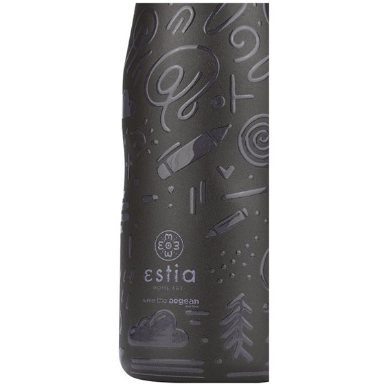Estia Θερμός Travel Flask Save The Aegean 500Ml Noir Echo