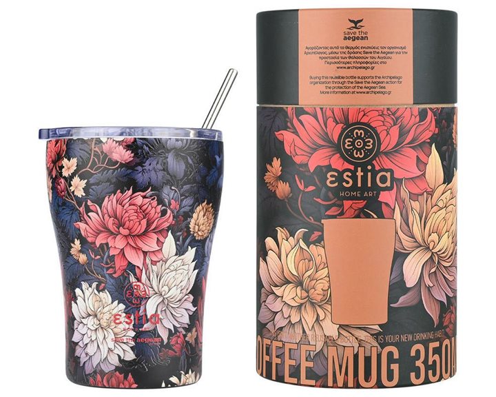 Estia Θερμός Coffee Mug Save The Aegean 350Ml Midnight Blossom