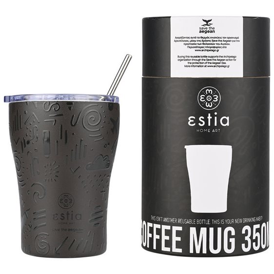 Estia Θερμός Coffee Mug Save The Aegean 350Ml Noir Echo