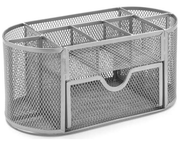 Organizer Γραφείου Osco με Συρτάρι Συρμάτινο Ασημί 3275