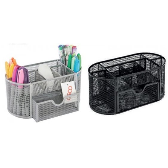 Organizer Γραφείου Osco με Συρτάρι Συρμάτινο Ασημί 3275