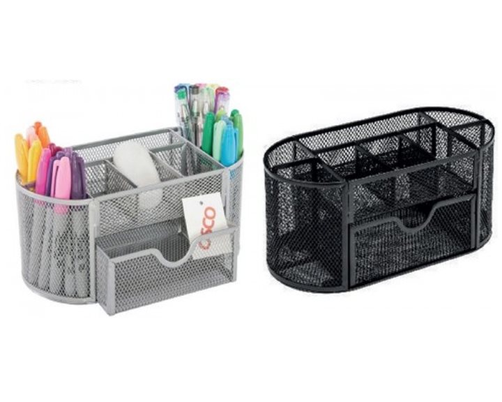 Organizer Γραφείου Osco με Συρτάρι Συρμάτινο Ασημί 3275