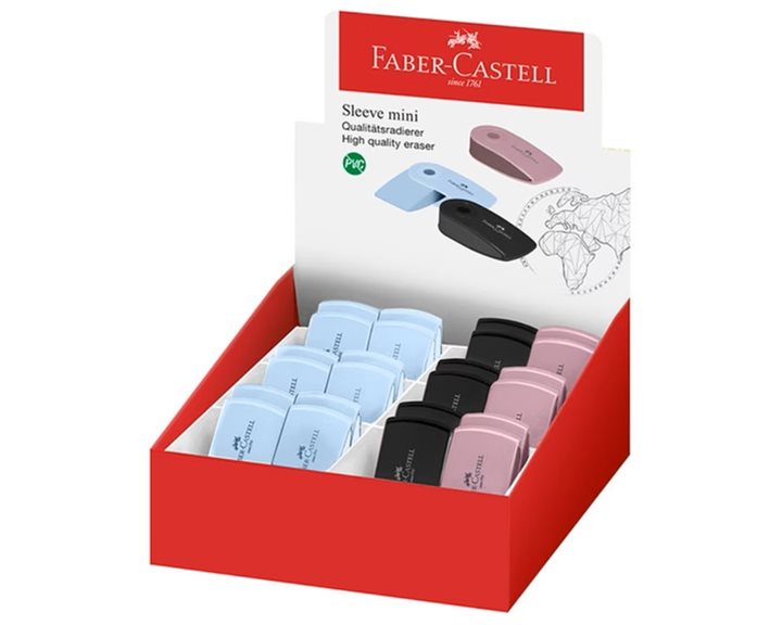 Γόμα Faber Castel Mini Sleeve Spark.Sky Blue / Μαύρο / Ροζ 182477