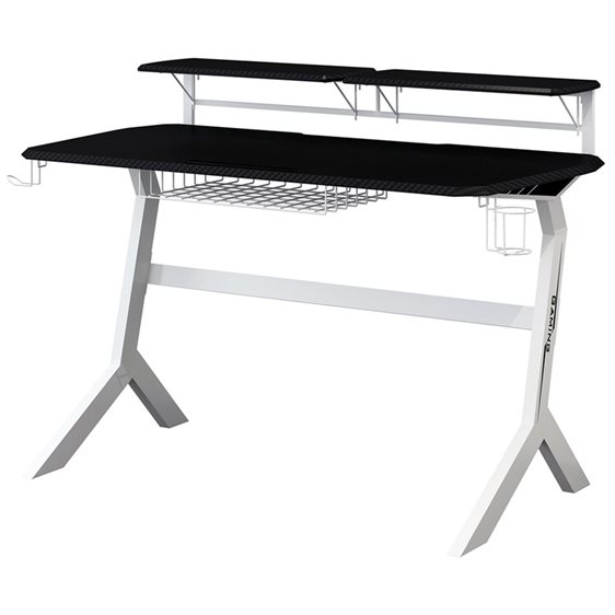 LC-POWER GAMING DESK WITH EXTRA SHELVES BLACK/WHITE
