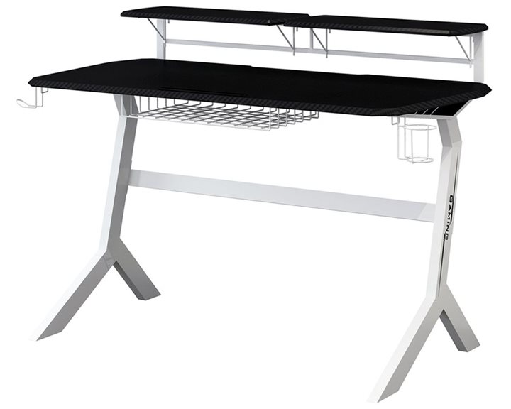 LC-POWER GAMING DESK WITH EXTRA SHELVES BLACK/WHITE