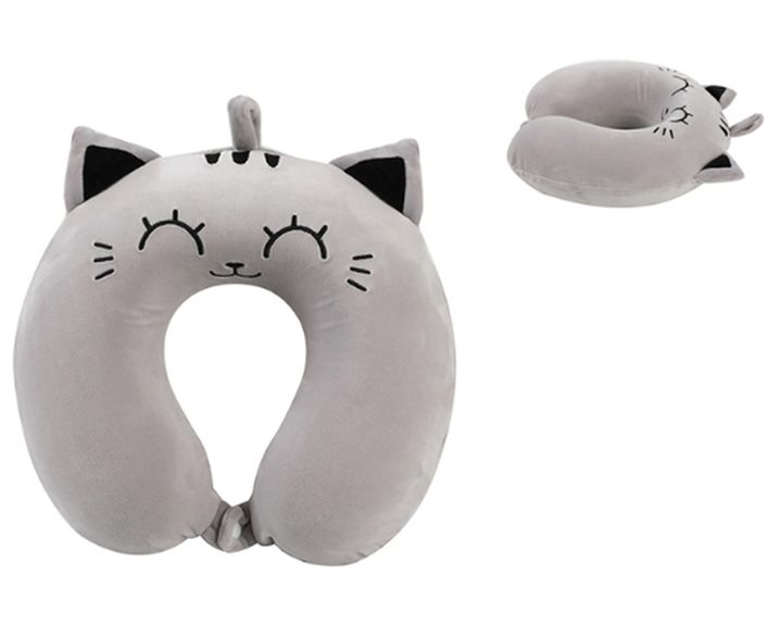 Μαξιλαράκι Ταξιδίου Λαιμού XL2184C Grey Cat 30x30x10cm