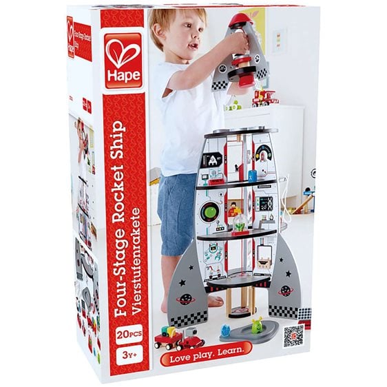 Hape Early Explorer Ξύλινο Διαστημόπλοιο Four-Stage Rocket Ship (E3021A)