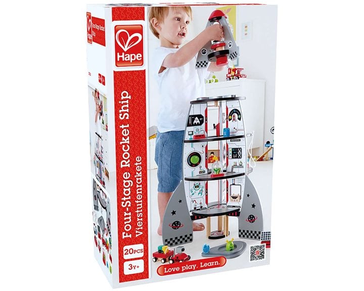 Hape Early Explorer Ξύλινο Διαστημόπλοιο Four-Stage Rocket Ship (E3021A)