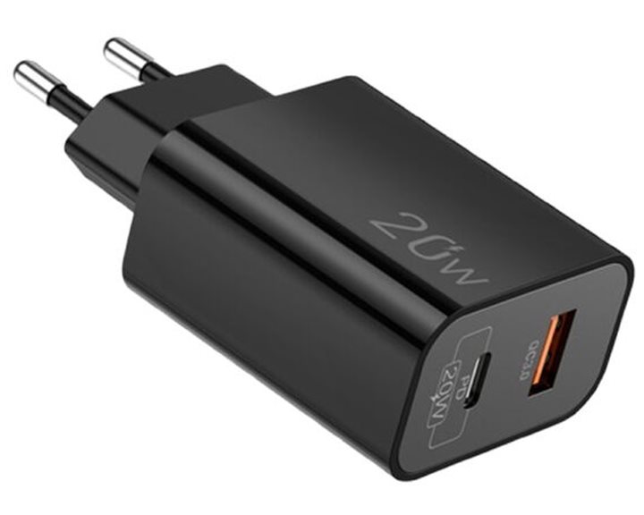 LAMTECH CHARGER USB QC3.0/TYPE-C 20W BLACK