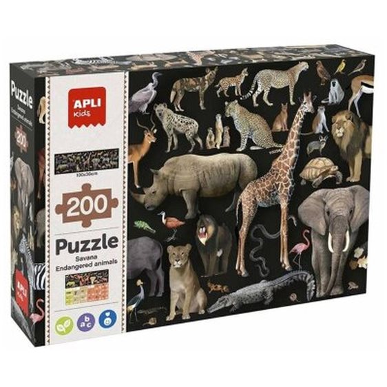 Apli Puzzle Threatened Savanna Animals 200pcs