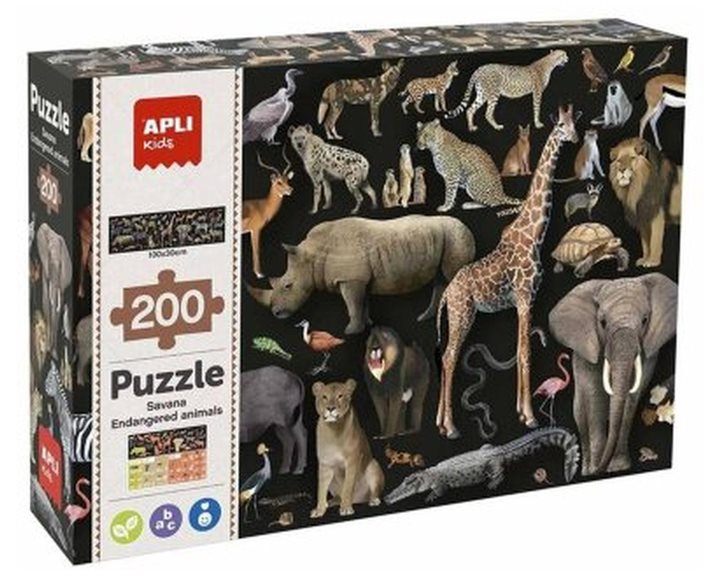 Apli Puzzle Threatened Savanna Animals 200pcs