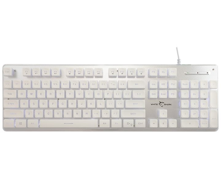 WHITE SHARK LED KEYBOARD GK-003241 TACHI US LAYOUT WHITE