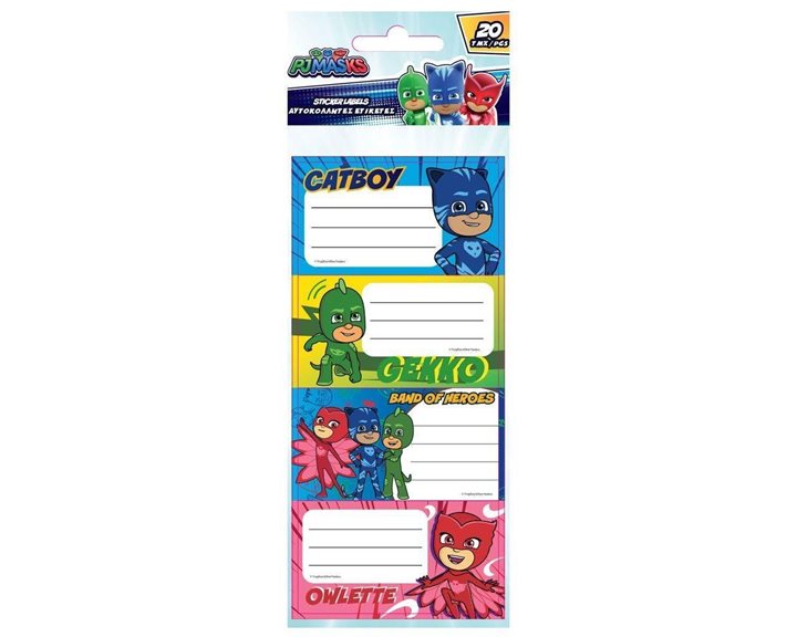 Αυτοκόλλητες ετικέτες Pj Masks 20 τμχ 5φυλ