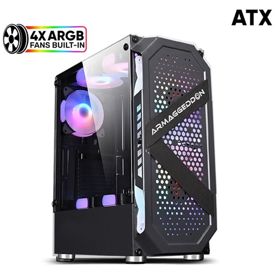 ARMAGGEDDON GAMING PC CASE WITH 4 ARGB FANS TRITRON PRO 200 BLACK