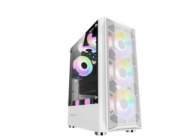 ARMAGGEDDON GAMING PC CASE DUAL CHAMBER WITH 3 ARGB FANS TRITRON 2 WHITE