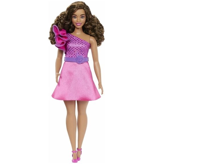 Mattel Barbie Fashionistas Fashionistas Κούκλα 225, Brown Hair, Pink Sparkly Dress, 65Th Anniversary FBR37 / HRH22