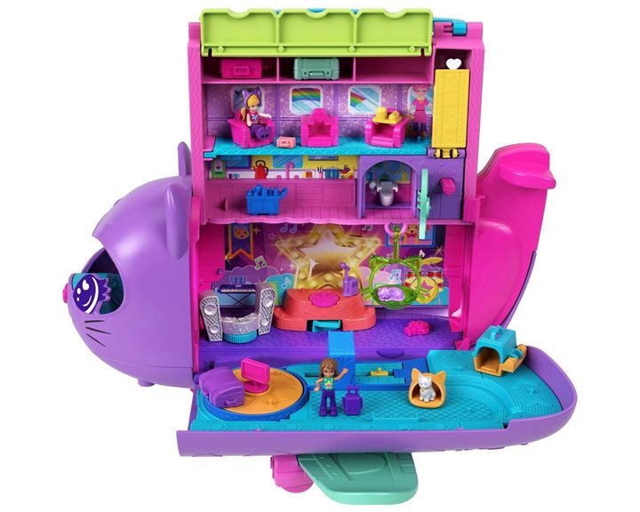 Mattel Polly Pocket Kitty Airways Αεροπλάνο Γατάκι Σετ Για Παιχνίδι Με Κούκλες HWP19