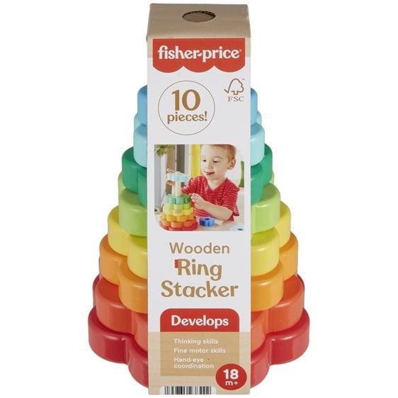 Mattel Fisher-Price Ξύλινη Πυραμίδα Παιχνίδι Κινητικών Δεξιοτήτων HXT77