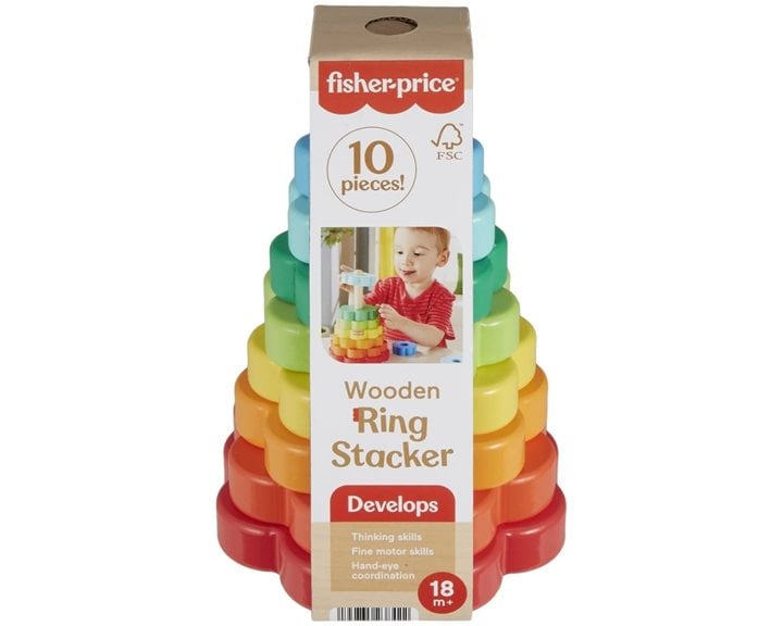 Mattel Fisher-Price Ξύλινη Πυραμίδα Παιχνίδι Κινητικών Δεξιοτήτων HXT77