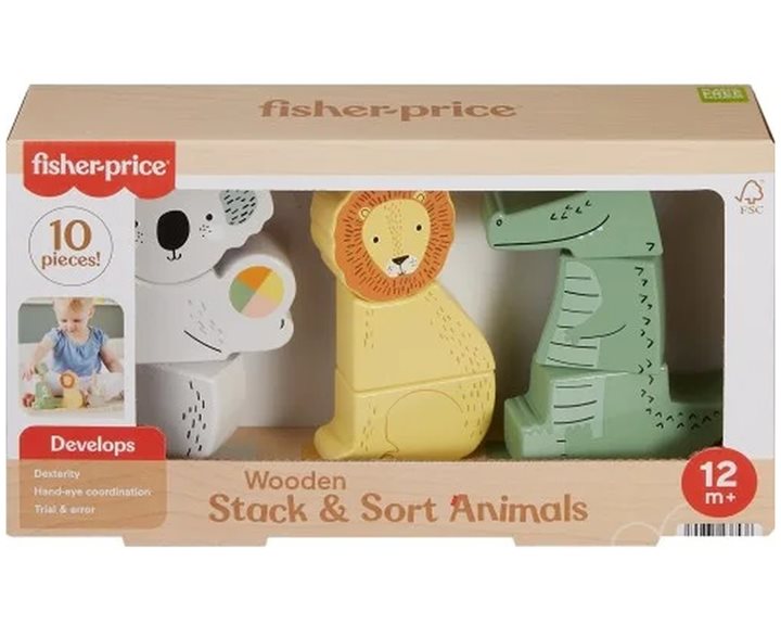 Mattel Fisher-Price Ξύλινα Ζωάκια Παιχνίδι Κινητικών Δεξιοτήτων HXV04