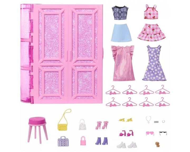 Mattel Barbie Δωμάτιο Μόδας Με Αξεσουάρ Για Κούκλα Ντουλάπα Κούκλας HXD59