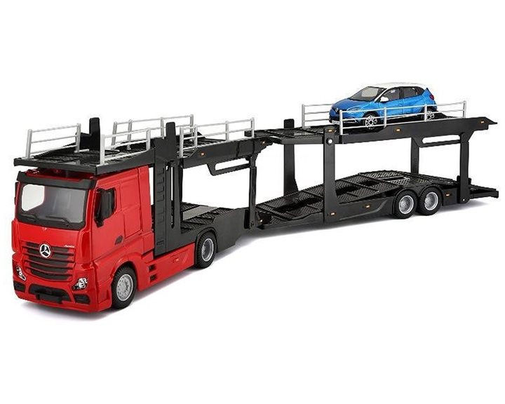 Bburago Μεταφορέας Αυτοκινήτων Mercedes-Benz Actros με VW Polo GTI Χρυσό  Μαύρο 1/43