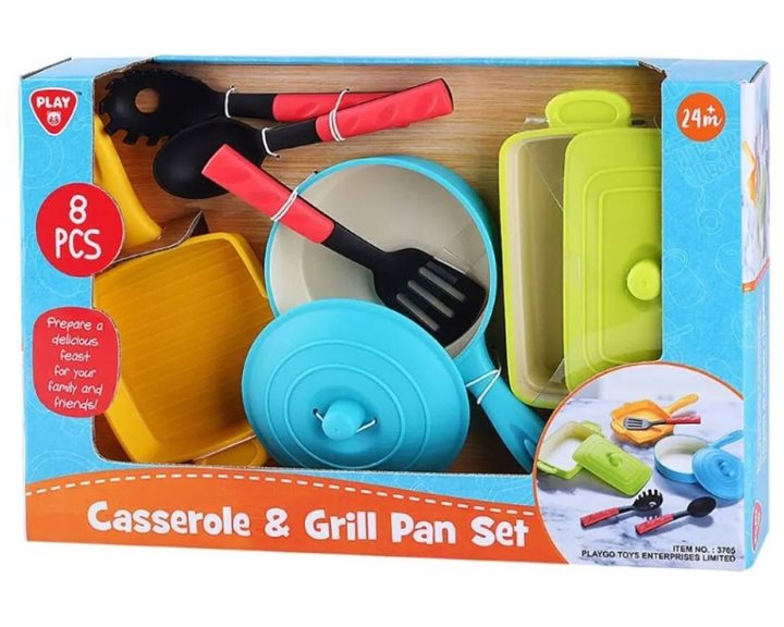 Playgo Σετ Κουζινικών Casserole & Grill Pan 8Τμχ (3705)