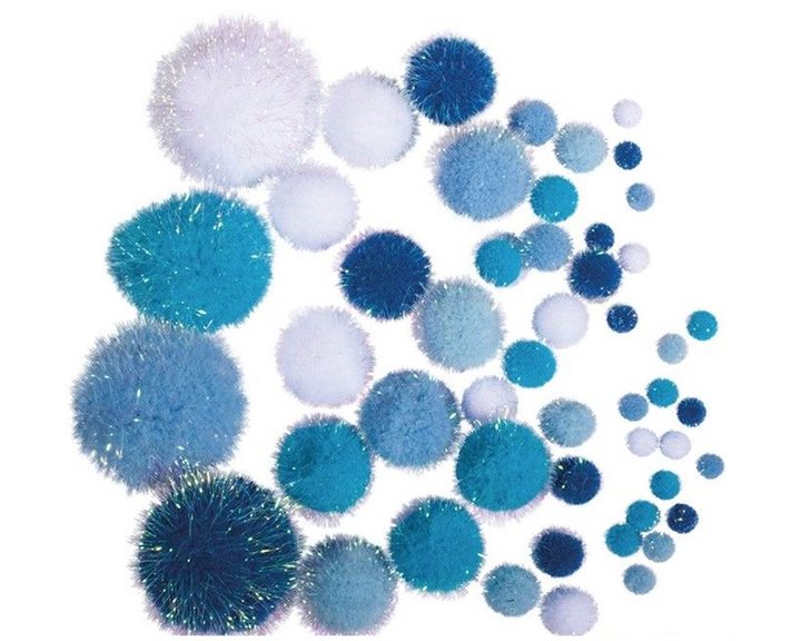 Rayher Pompons set 50τμχ Μεταλλιζέ Μπλε Γαλάζια
