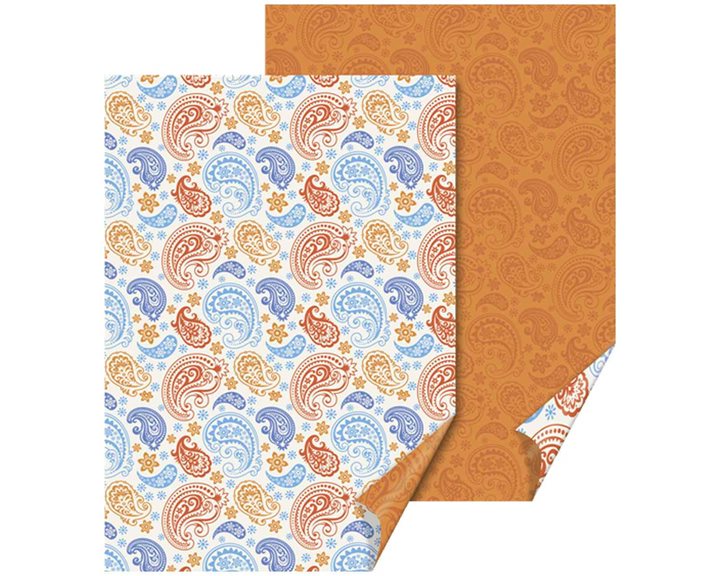 Χαρτόνι 50χ70εκ. 300γρ. 2οψ. Paisley Red Blue