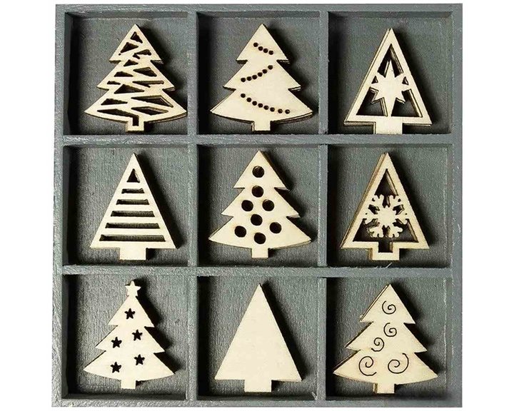 Ξύλινο Σετ 45τμχ 3εκ. XMas Έλατα