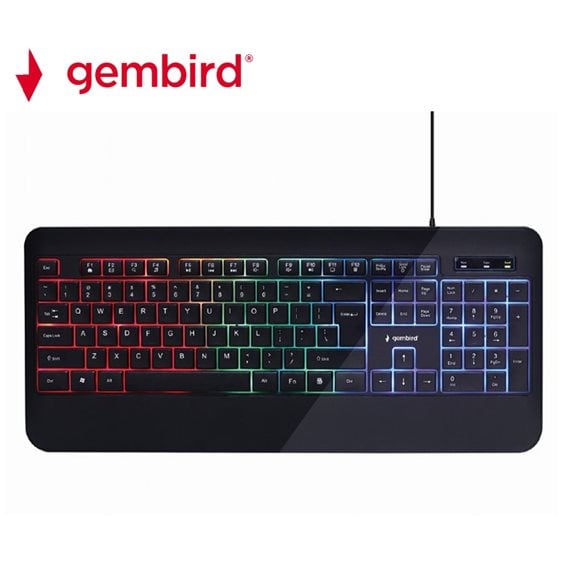 GEMBIRD SLIM RAINBOW BACKLIGHT MULTIMEDIA KEYBOARD US LAYOUT BLACK