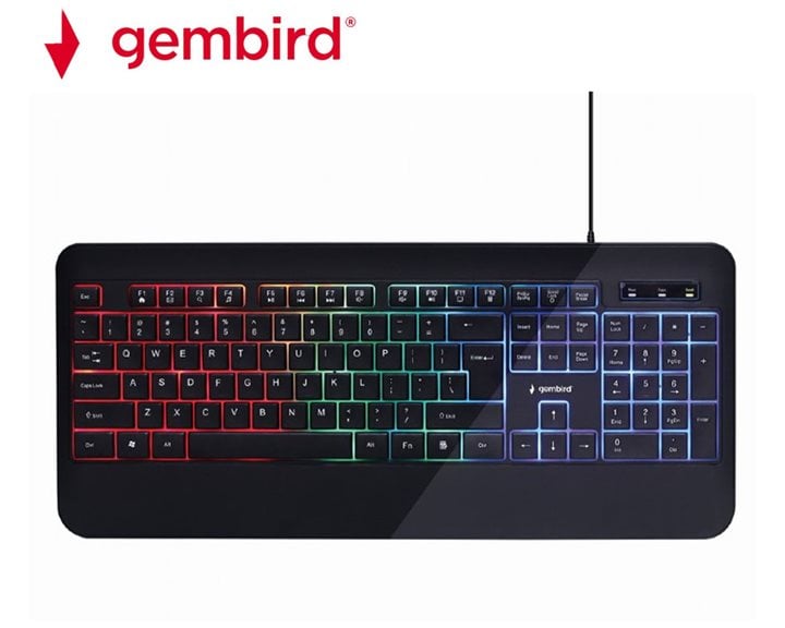 GEMBIRD SLIM RAINBOW BACKLIGHT MULTIMEDIA KEYBOARD US LAYOUT BLACK