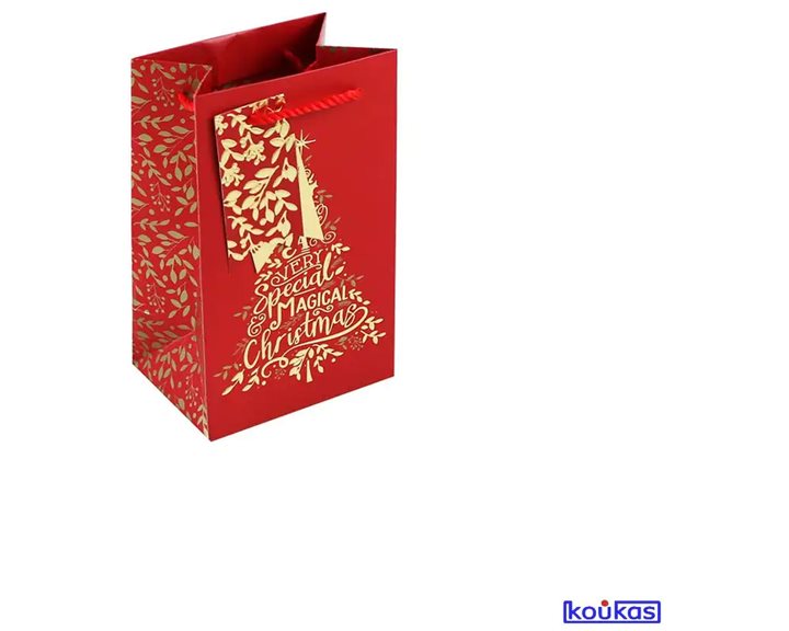 Τσαάντα Δώρου 27χ33χ14 Xmas Foil Κόκκινη