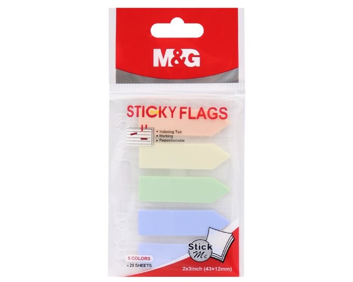 Σελιδοδείκτης M&G Βέλος Πλαστικός 43χ12mm 20x5χρώματα YS-451