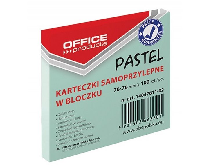 Αυτοκόλλητες Σημειώσεις Office Pastel Πράσινο 76x76mm 100τμχ 14047611-02