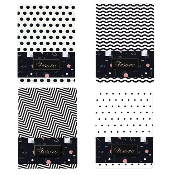 Σημειωματάριο Tesoro Flexi White in Black 14x19cm