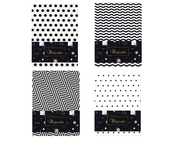 Σημειωματάριο Tesoro Flexi White in Black 14x19cm