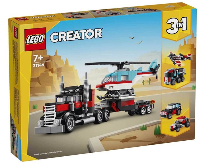 LEGO Creator Φορτηγό με Επίπεδη Καρότσα Ελικόπτερο 31146