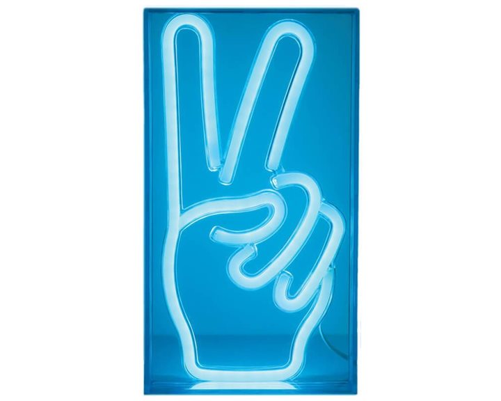 Διακοσμητικό Φωτιστικό Neon Led Peace Hand Blue 23x4x13εκ.
