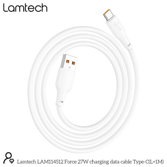 LAMTECH HIGH POWER CABLE USB TO TYPE-C 1M 100W WHITE