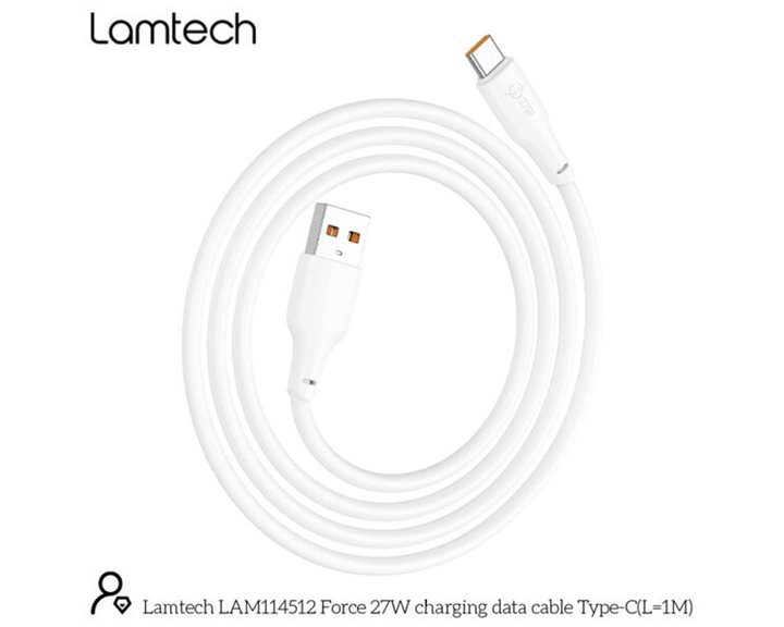 LAMTECH HIGH POWER CABLE USB TO TYPE-C 1M 100W WHITE