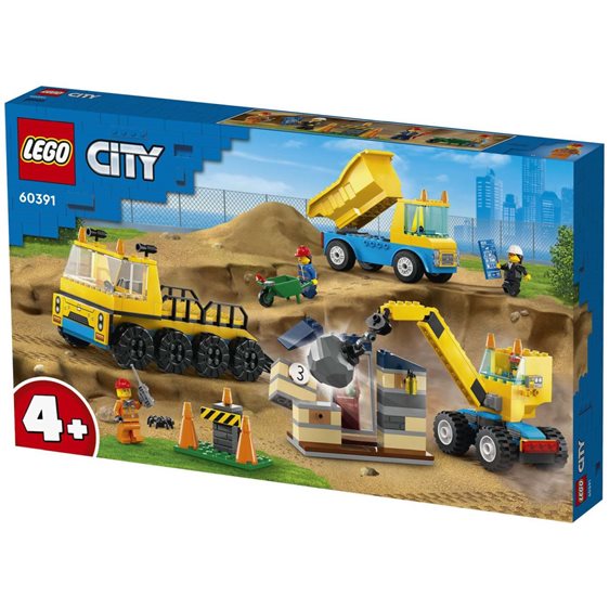 LEGO City Φορτηγά Οικοδομικών Υλικών Και Γερανός Με Μπάλα Κατεδάφισης 60391